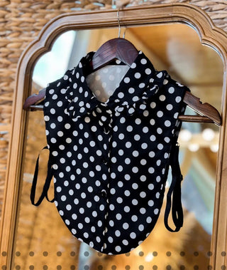 Women’s Ruffle & Classic Dickie Collar | Detachable Layering Collar Black/White Polka Dot