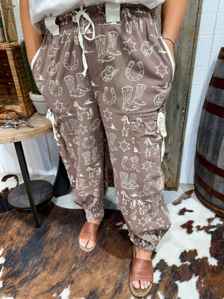Taupe Western Cargo Joggers