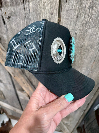 Turquoise Cowgirl Concho Trucker Hat
