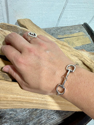 Western Snaffle Bit Bracelet for Women | Silver Horse Bit Paperclip Chain Bracelet