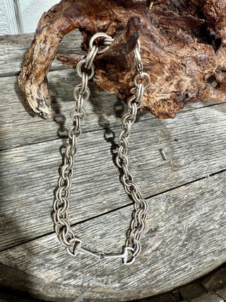 Silver Western Snaffle Bit Chain Necklace | Chunky Rope Link Cowgirl Jewelry