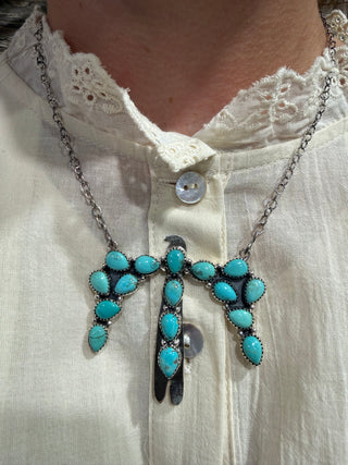 Sterling Silver Thunderbird Necklace | Genuine Turquoise Western Statement Necklace- Pick Your Stones!