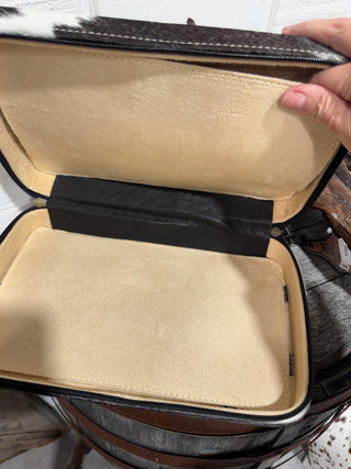 Cowhide Checkered Travel Jewelry Case | Western Jewelry Organizer