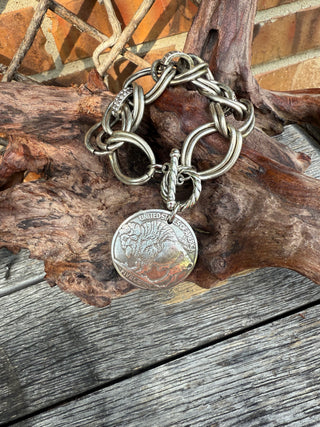 Vintage Buffalo Coin Link Bracelet