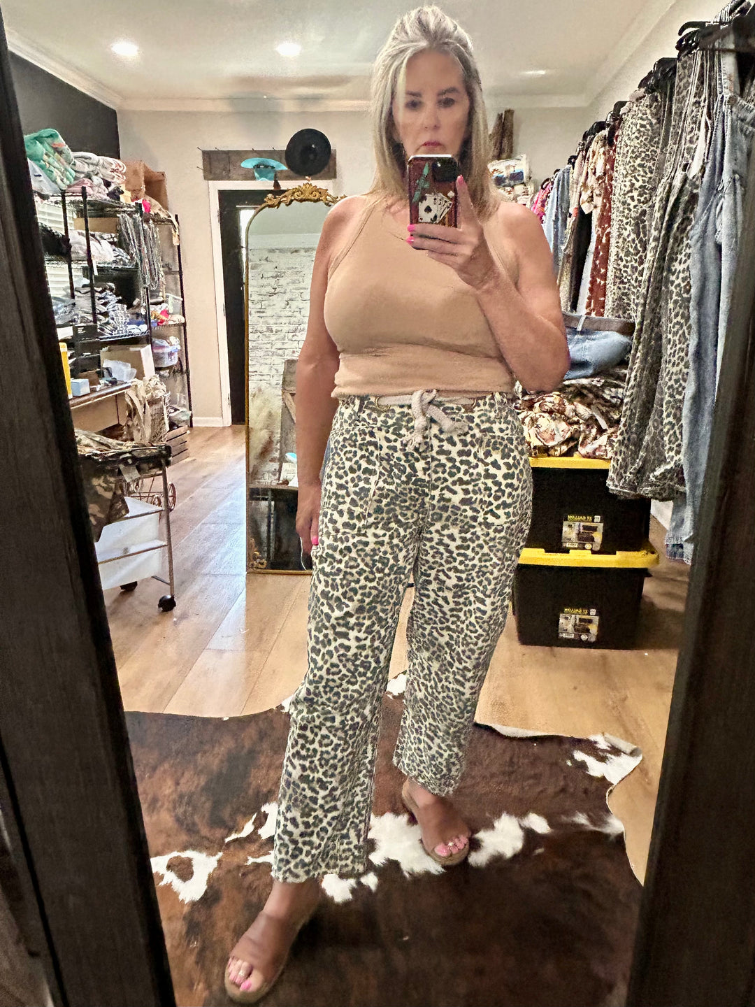 Leopard Print Denim Jeans