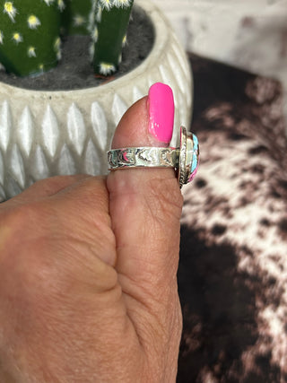 Mine # 8 Turquoise & Sterling Silver Sweetheart Ring-Adjustable