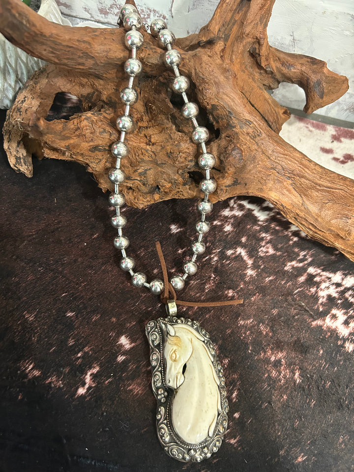 Carved Horse Head Necklace