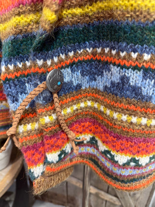 Southwest Sunset Hand-Knit Cardigan – Multicolor Western Pattern Sweater