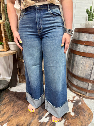 Hidden Brand Nori Wide Cuff Jeans | Western High Rise Wide Leg Denim