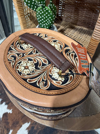 Cowhide & Tooled Leather Vanity Case – American Darling Western Travel Jewelry/Makeup Box-416