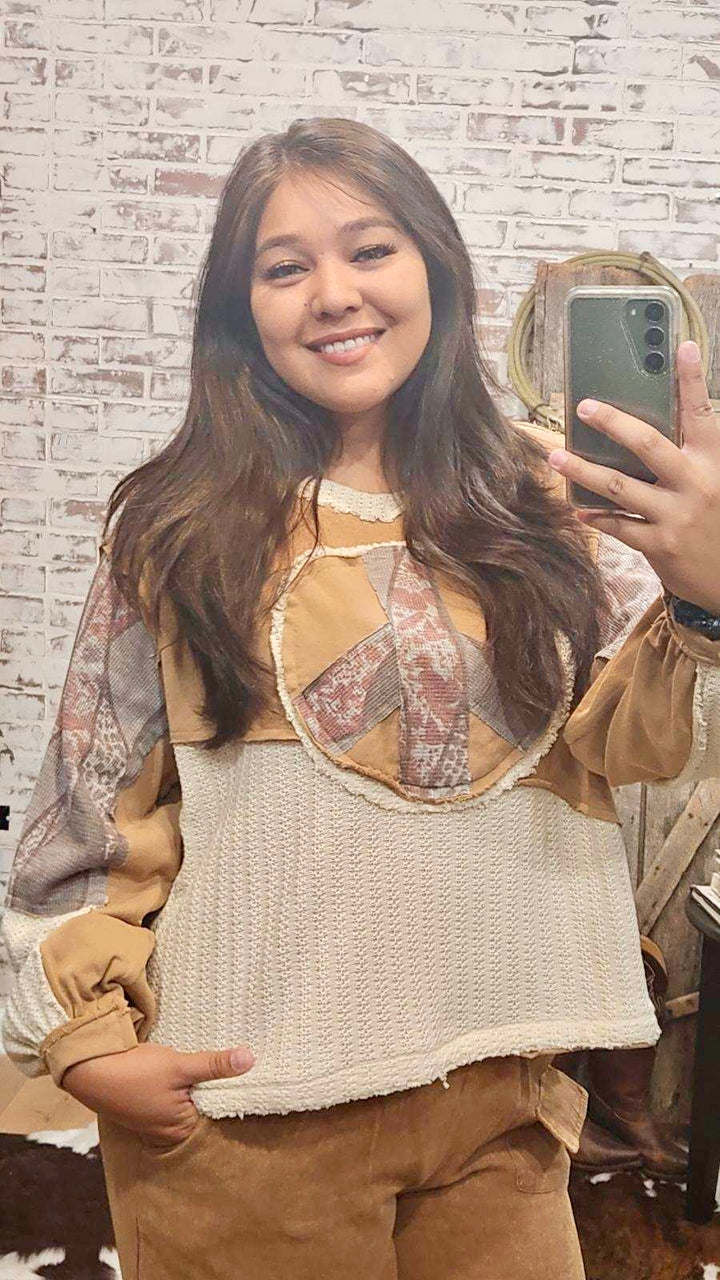 Long Sleeve Relaxed Fit Peace SIgn Top