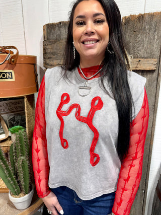 A Bit Western Snaffle Bit Embroidered Cropped T Shirt Top | Layered Cowgirl Graphic Shirt-2 Fly Co. 