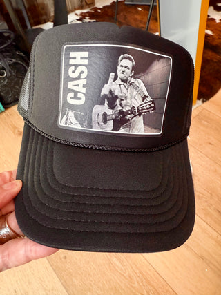 Johnny Cash Rebel Trucker Hat – Black Mesh Snapback Cap_10:16