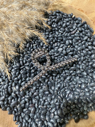 Gunmetal Navajo-Pearl Style Cross Hair Claw Clip