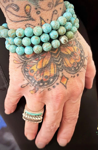 Turquoise Beaded Stretch Bracelet Set of 3 – Western Boho Stacked Stone Bracelets for Women