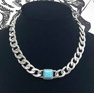 Turquoise Trail Chunky Western Chain Necklace