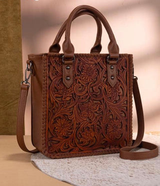 Trinity Ranch Floral Tooled Western Tote 