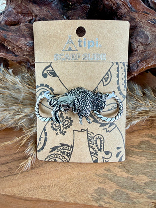 Bison Scarf Slide – Rustic Buffalo Western Twilly Holder