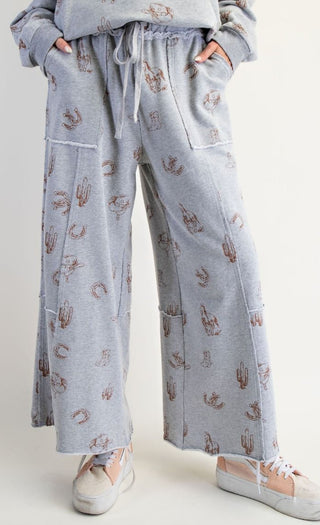 Western Graphic Wide-Leg Lounge Pants