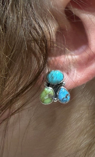 Sterling Silver Mixed Turquoise Stud Earrings | Choose Your Set | Western Turquoise Earrings