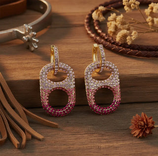 Pink Ombre Rhinestone Pop Top Beer Tab Earrings – Western Glam Statement