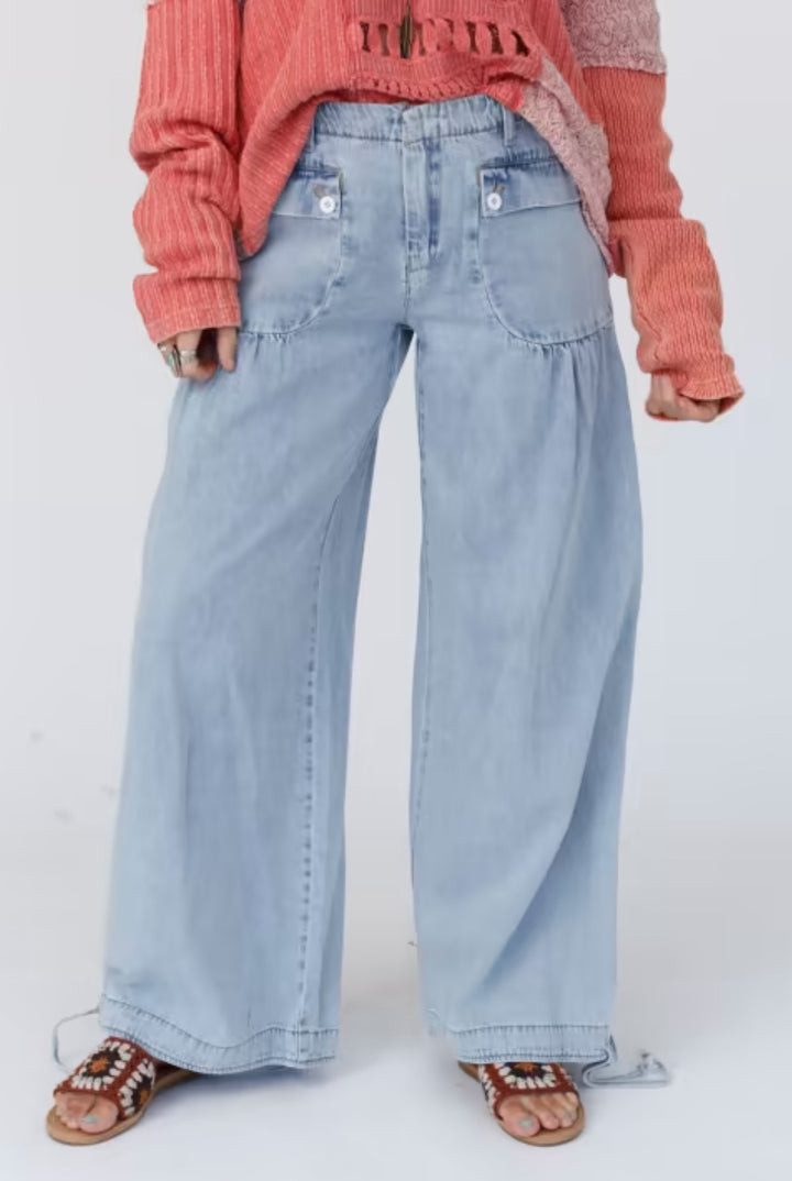 Denim Boho Style Balloon Wide Leg Pants