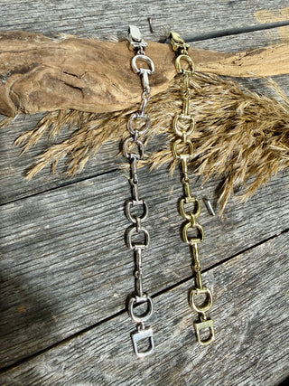 Western Horse Bit Chain Bracelet | Silver & Gold Equestrian Cowgirl Bracelet