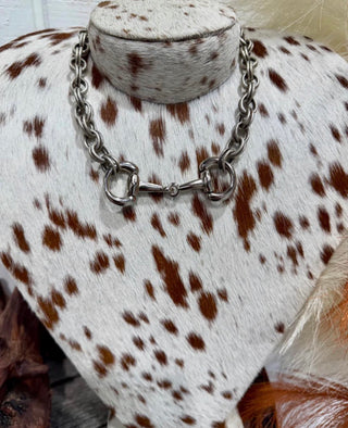 Chunky Silver Snaffle Bit Necklace