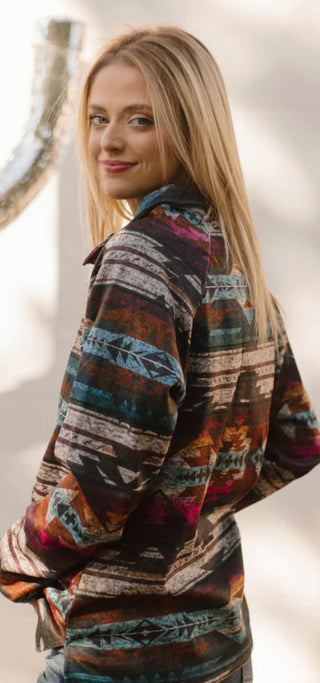 Mount Whitney Aztec Henley Pullover – Cozy Southwest Print Top
