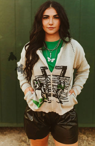 Ranchita Verde Cardigan – Western Rodeo Zip-Up Sweater