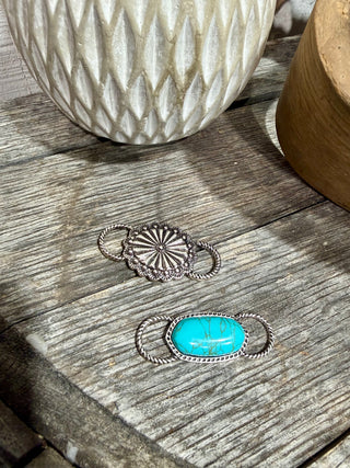 Western Wild Rag Holders – Silver Concho & Turquoise Scarf Slide for Cowgirls