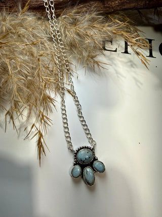 Golden Hills Turquoise Mini Cluster Necklace | Sterling Silver Western Jewelry-02