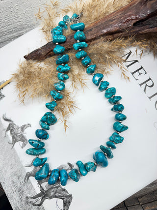 Turquoise Nugget Necklace | 21” Southwestern Statement Necklace-Stacking Necklace