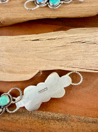 Multi Stone Sterling Silver Turquoise Twilly Slide | Western Scarf Slide for Wild Rags