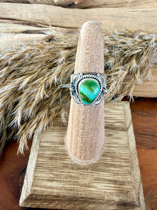Sterling Silver Sonoran Gold Turquoise Cigar Band Ring-Size 6