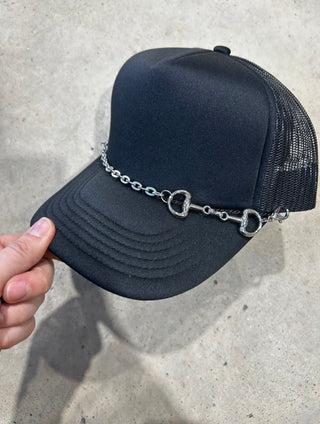 Western Snaffle Bit Hat Chain | Silver Horse Bit Trucker Hat Chain | Cowgirl Hat Accessory