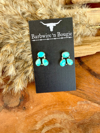 Turquoise Trio Sterling Silver Stud Earrings