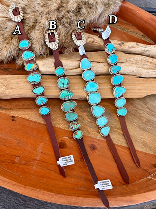 Dan Morgan Navajo Kingman Turquoise Sterling Silver Leather Bracelet