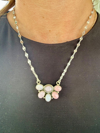 Sterling Silver Pink Conch Half Squash Blossom Necklace | Western Jewelry