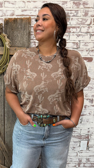 Glam It Up Western Print Top