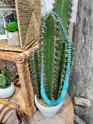 36” Turquoise Howlite Disc Necklace – Classic Southwestern Statement Strand
