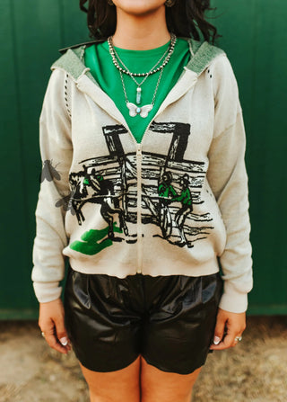 Ranchita Verde Cardigan – Western Rodeo Zip-Up Sweater