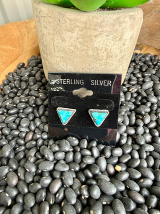 Sterling Silver Triangle Turquoise Stud Earrings