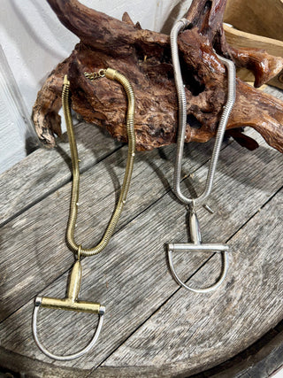 16” Snaffle Bit Necklace | Western Horse Bit Pendant | Cowgirl Statement Chain (Gold or Silver)