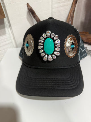 Turquoise Cowgirl Concho Trucker Hat