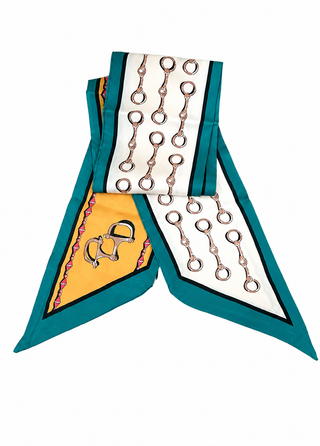 Green Snaffle Bit Twilly Scarf | Western Silk Feel Purse & Hat Accessory
