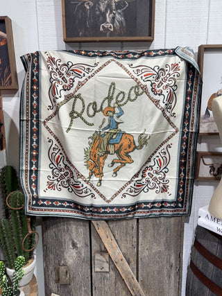 Rodeo Bucking Horse Wild Rag Scarf | Western Cowgirl Satin Bandana