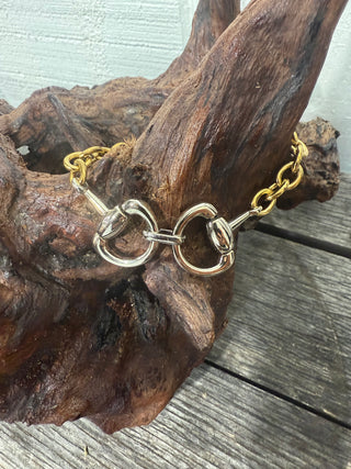 7” Stainless Steel Mixed Metal Snaffle Bit Bracelet