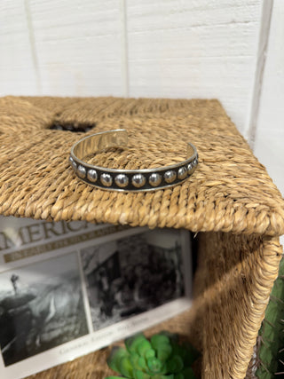 Narrow Western Silver Bubble Cuff Bracelet – Bold Dome Statement Bangle