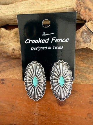 Turquoise Concho Statement Earrings